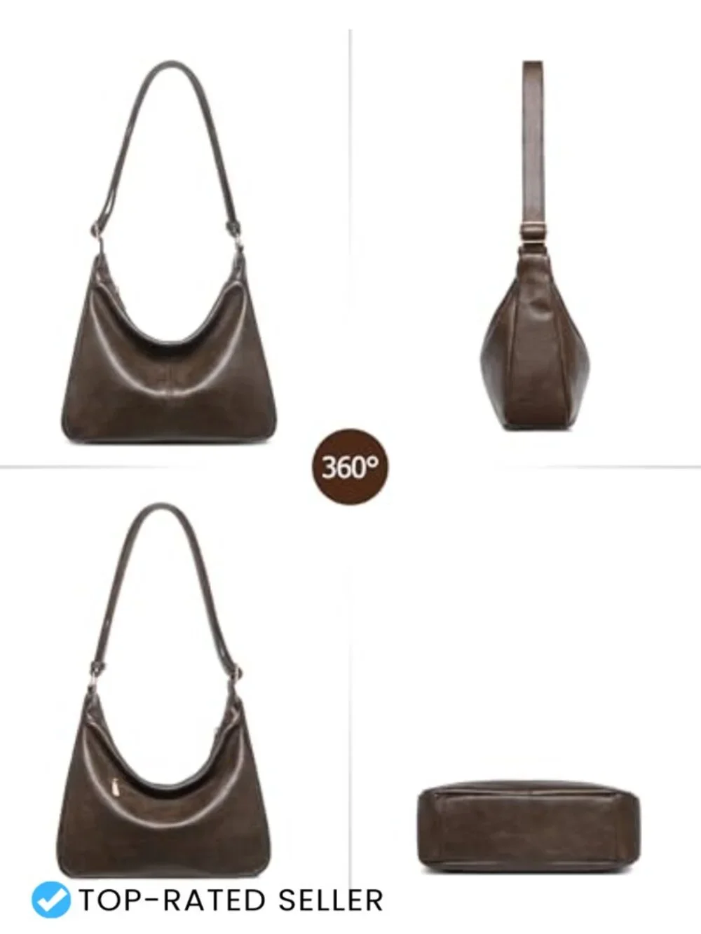 Soft Vegan Leather Hobo Bag Crossbody Shoulder Handbag Tote Purse